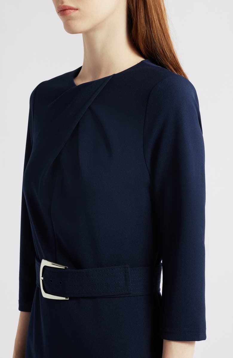 Tahari ASL Belted Crepe Dress, Alternate, color, 