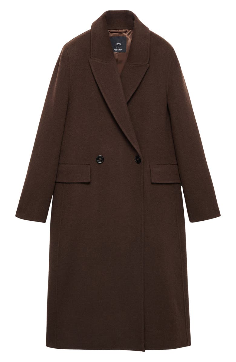 MANGO Wool Blend Coat with Fringed Scarf, Alternate, color,