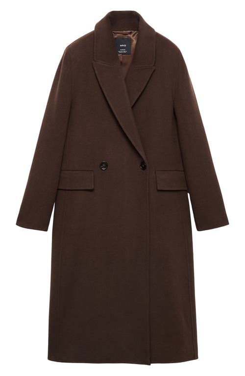 MANGO MANGO WOOL BLEND COAT WITH FRINGED SCARF