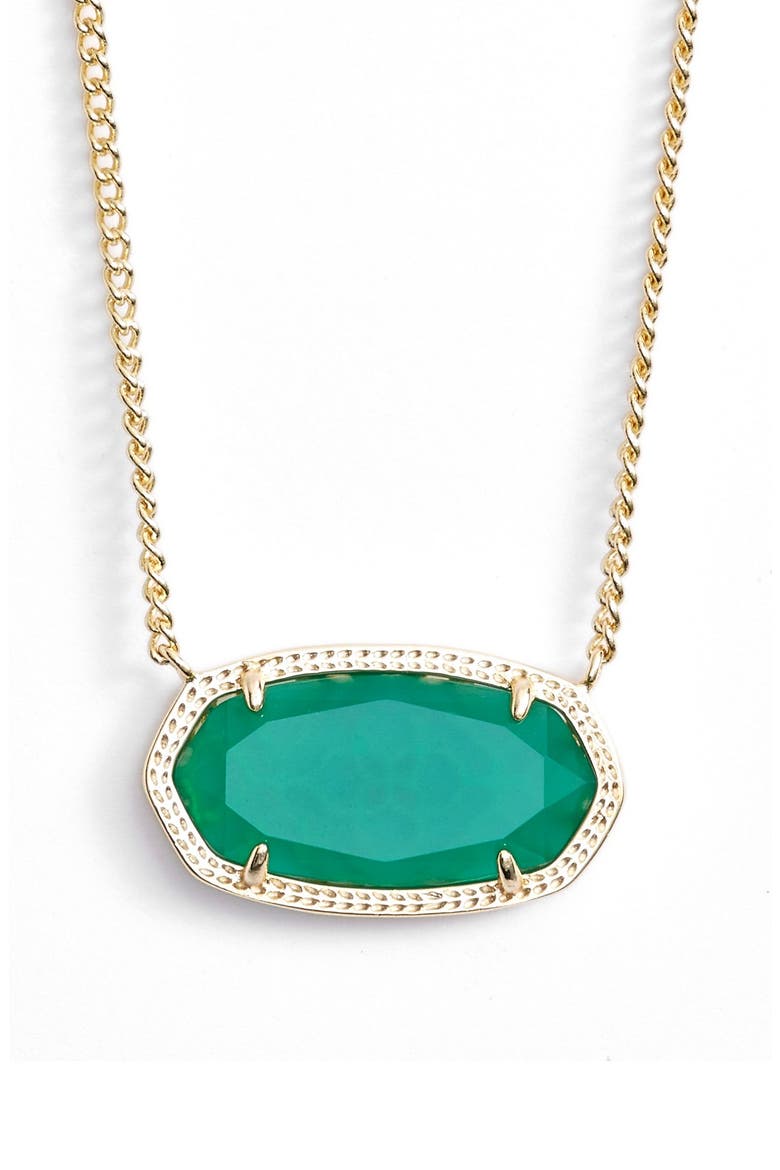 'Dylan' Stone Pendant Necklace, Main, color, GREEN/ GOLD