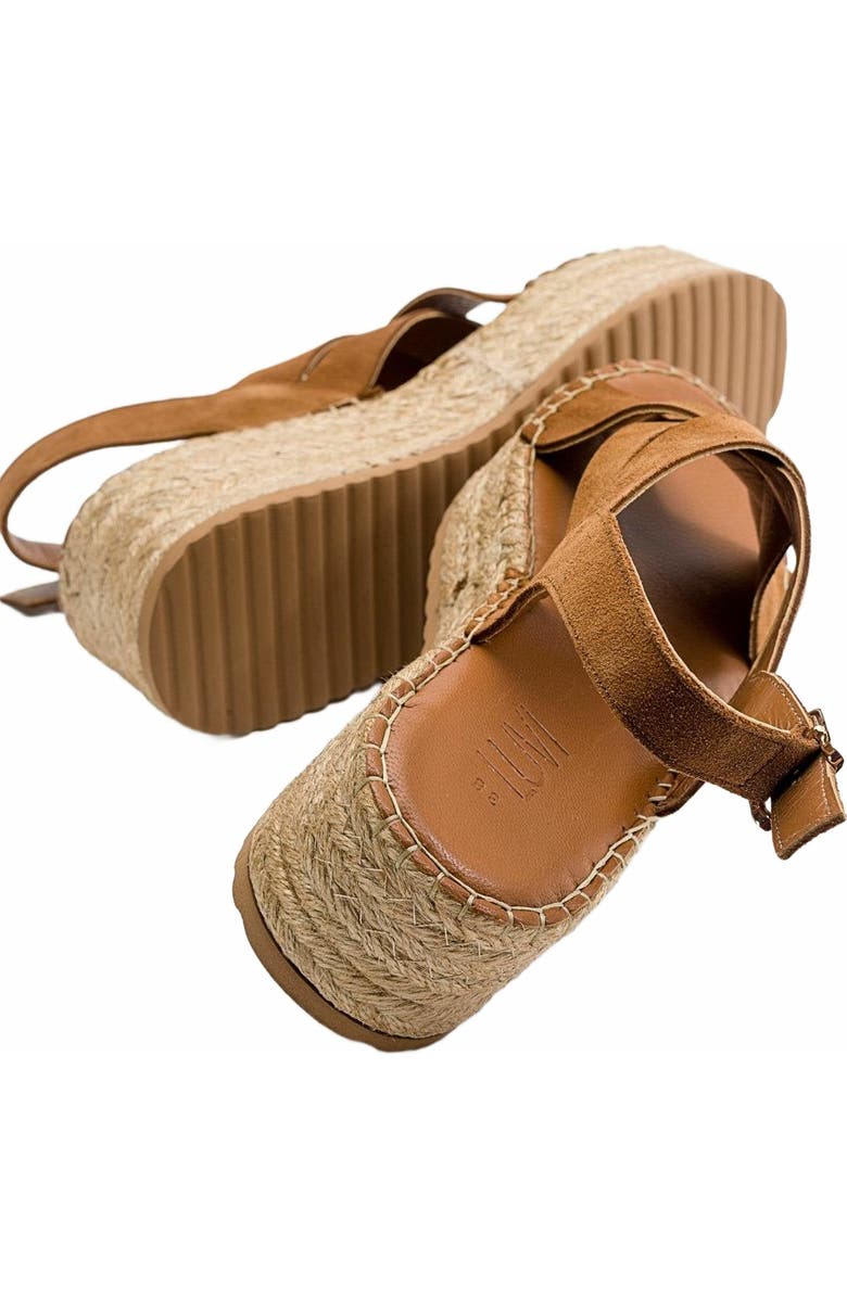 Forever & Always Shoes Lontano Suede Leather Platform Sandal, Alternate, color, Cognac Brown Suede Leather