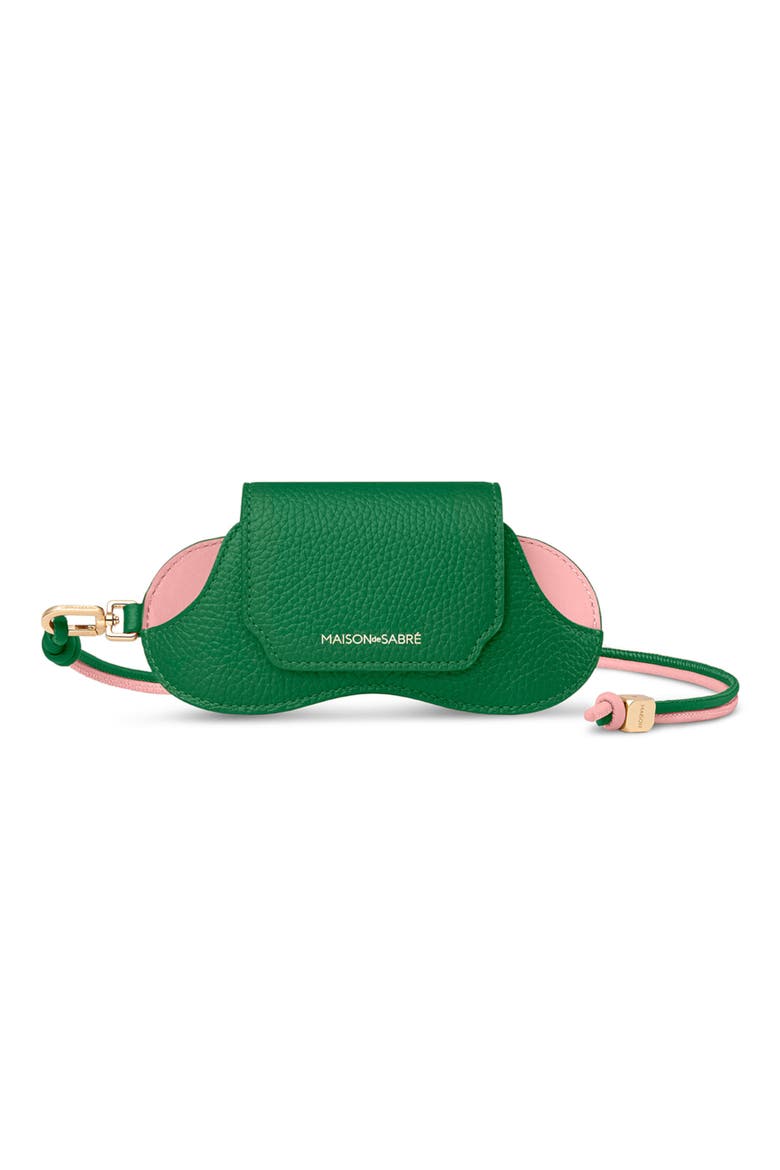 Leather Sunglasses Sling Case, Main, color, Emerald Lily