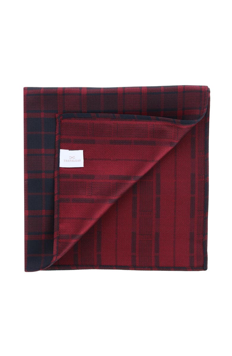 Trafalgar Kincade Red Blackwatch Plaid Silk Pocket Square, Alternate, color, Red Plaid