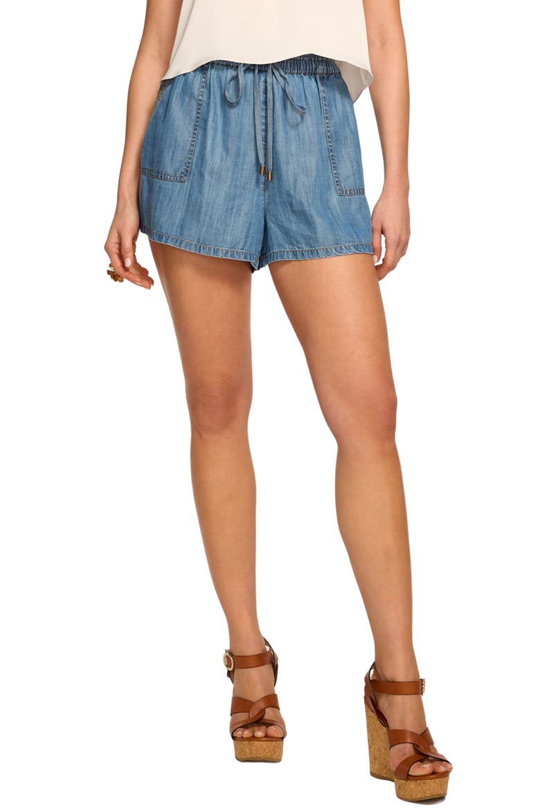 Annalise High Waist Chambray Shorts, Main, color, LIGHT CHAMBRAY