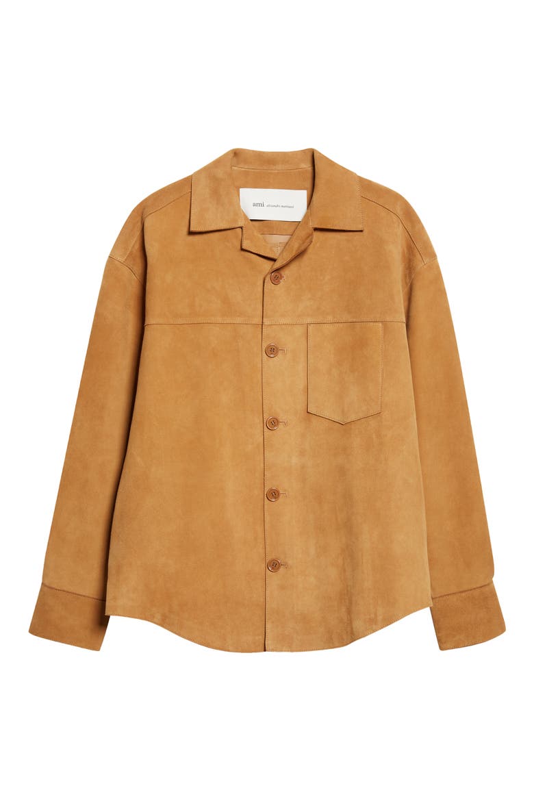 Suede Overshirt, Alternate, color, CARAMEL