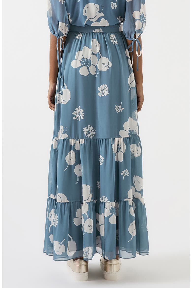 Rumi Floral Tiered Maxi Skirt, Alternate, color, BLUE MULTI
