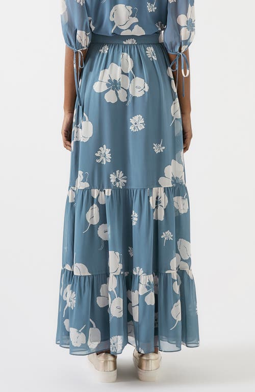Lk Bennett Rumi Floral Tiered Maxi Skirt In Blue