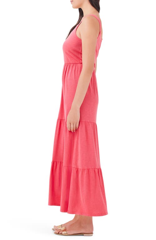 Nzt By Nic+zoe Tiered Cotton Blend Midi Sundress In Poppy