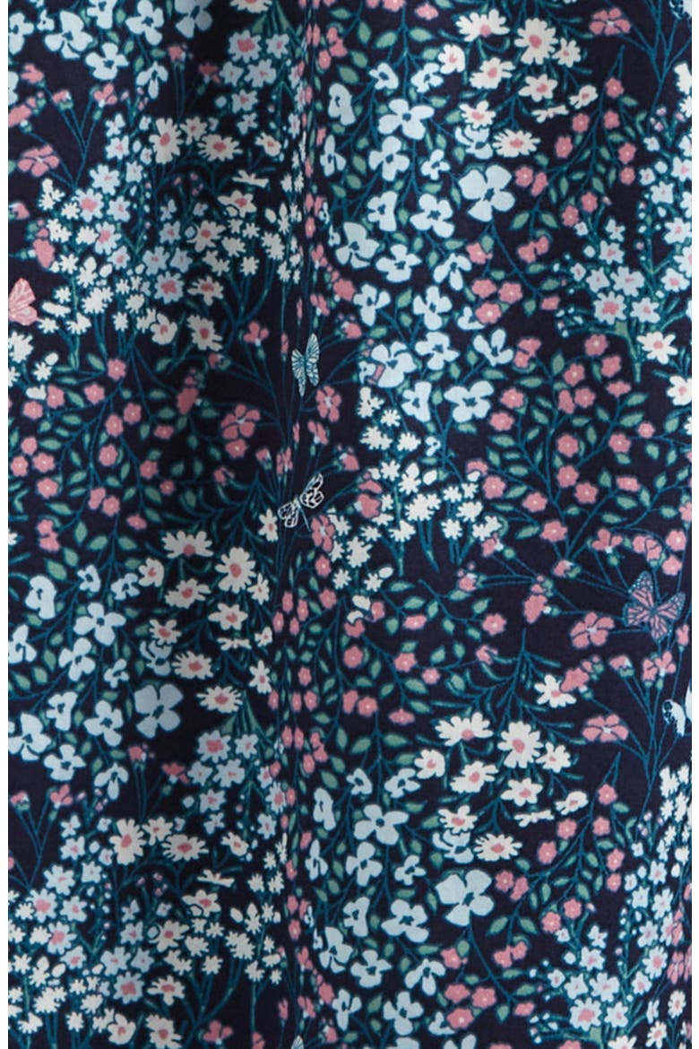 Kids' Puff Sleeve Bow Back Cotton Dress, Alternate, color, NAVY- TEAL VINTAGE GARDEN