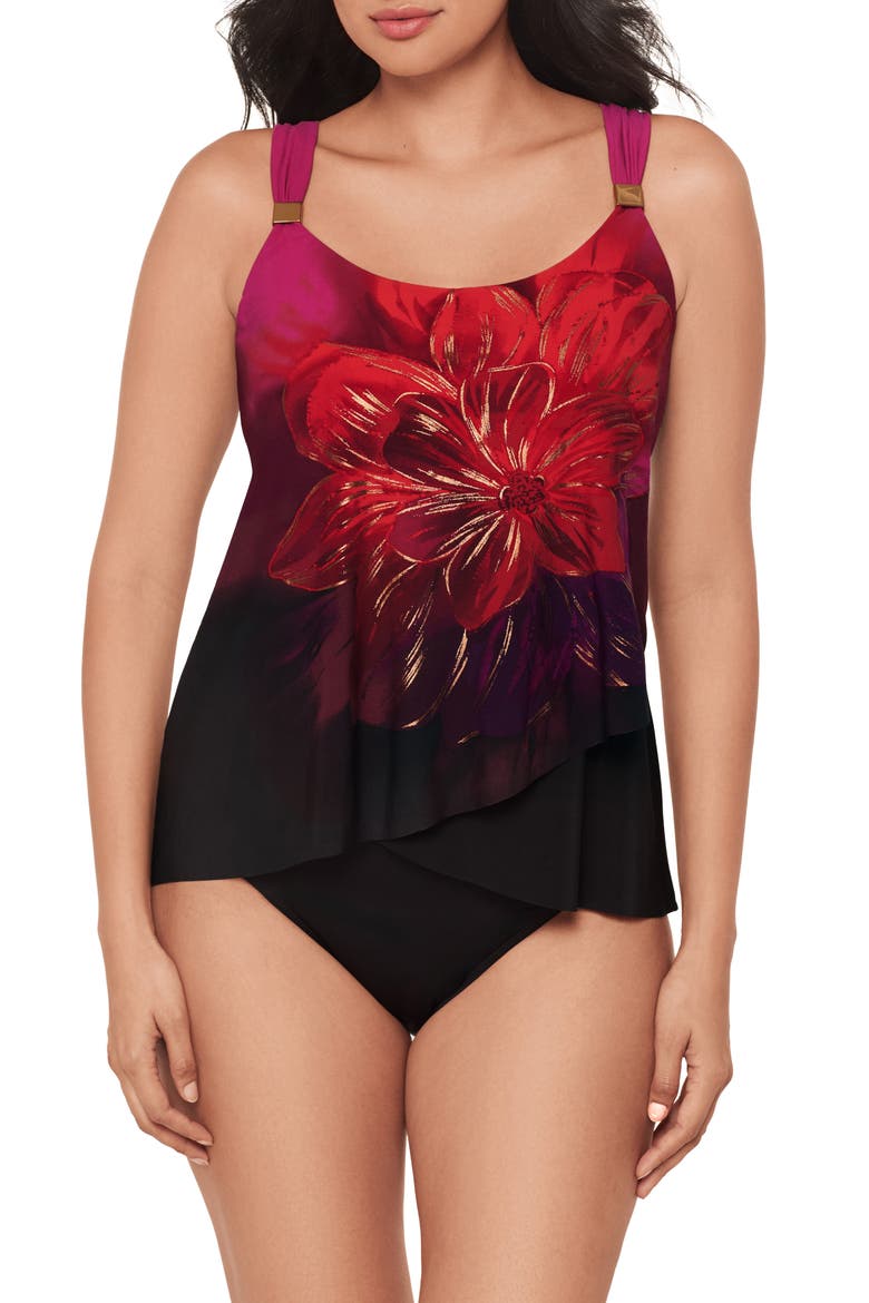 Petali Rosa Dazzle One-Piece Swimsuit, Main, color, BLACK/MULTI