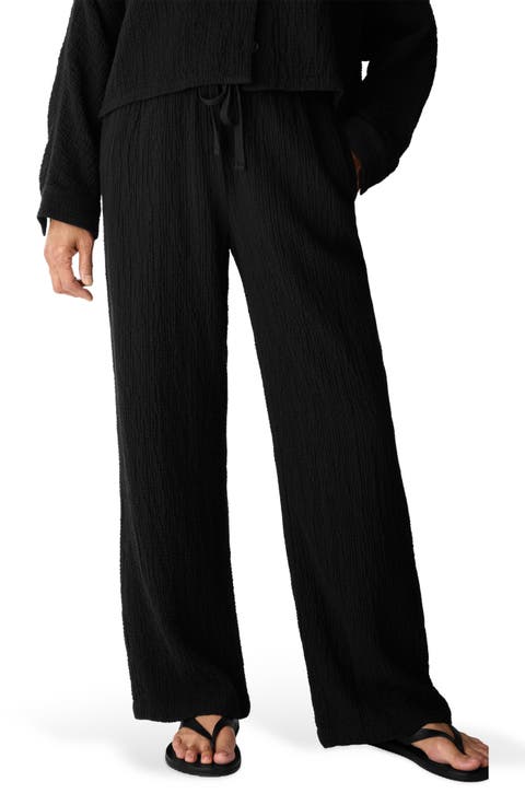 Crinkled Stretch Organic Cotton Drawstring Pants
