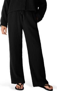 Eileen Fisher Crinkled Stretch Organic Cotton Drawstring Pants