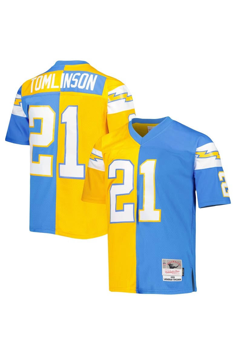 Men's Mitchell & Ness LaDainian Tomlinson Powder Blue/Gold Los Angeles Chargers 2002 Split Legacy Replica Jersey, Main, color, Powder Blue