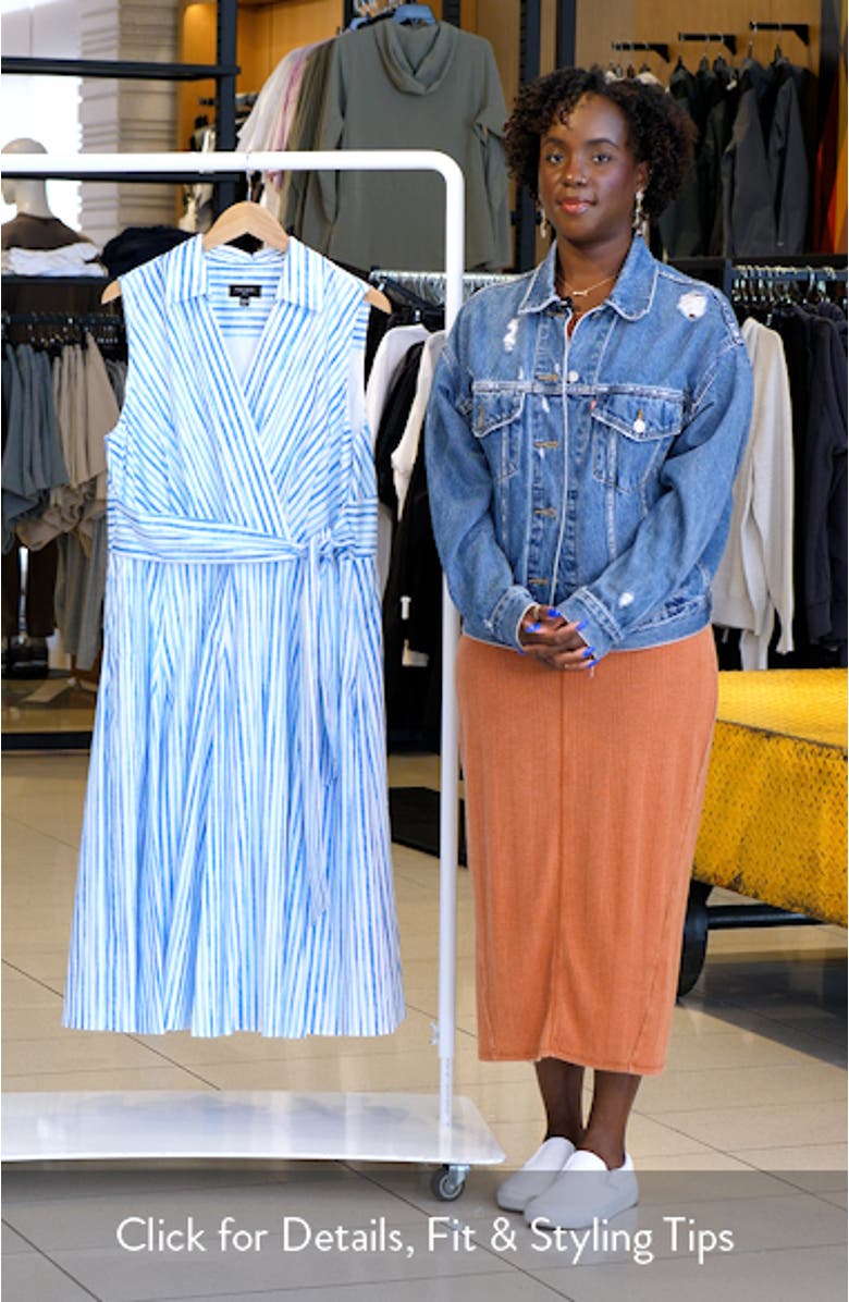 Stripe Sleeveless Cotton Midi Dress, sales video thumbnail