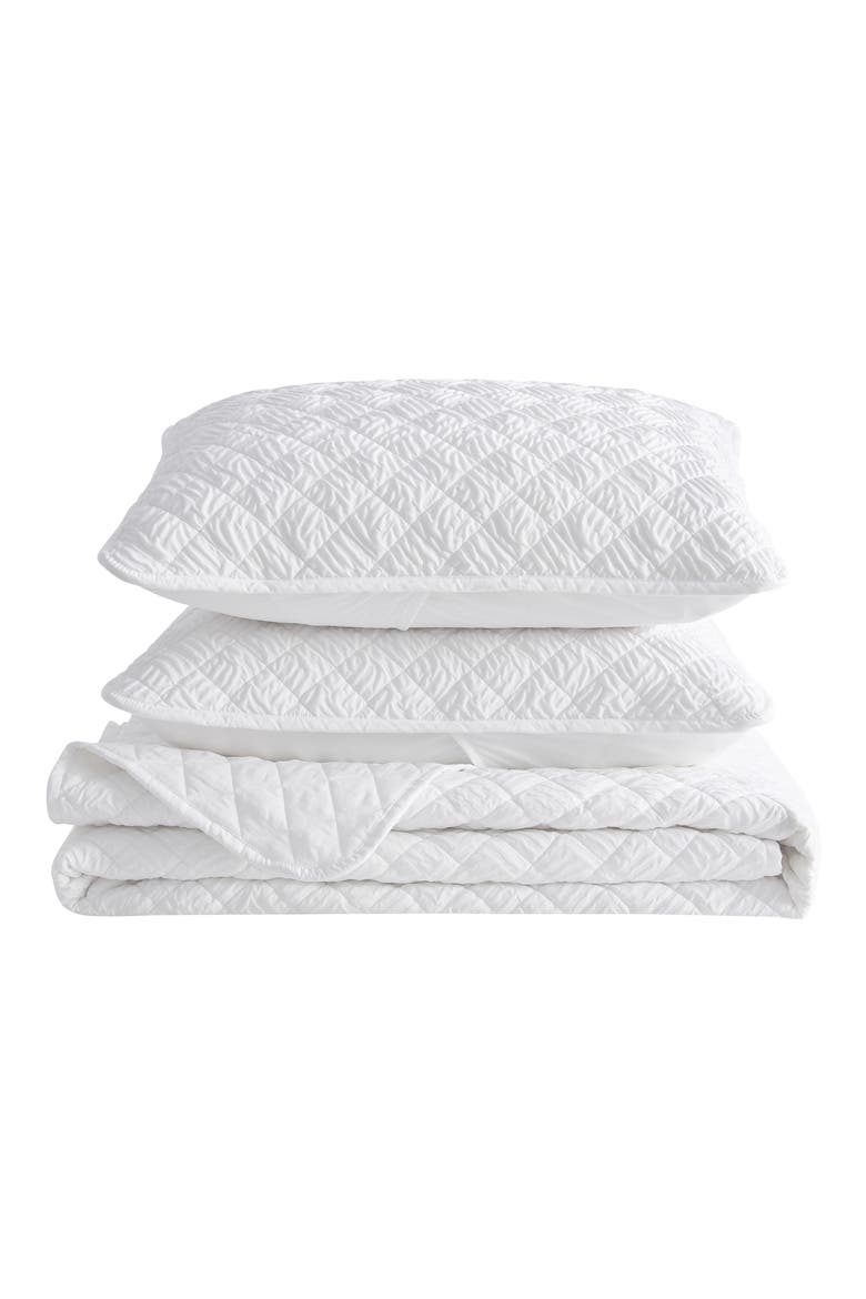 Diamond Embossed Quilt Set, Main, color, WHITE