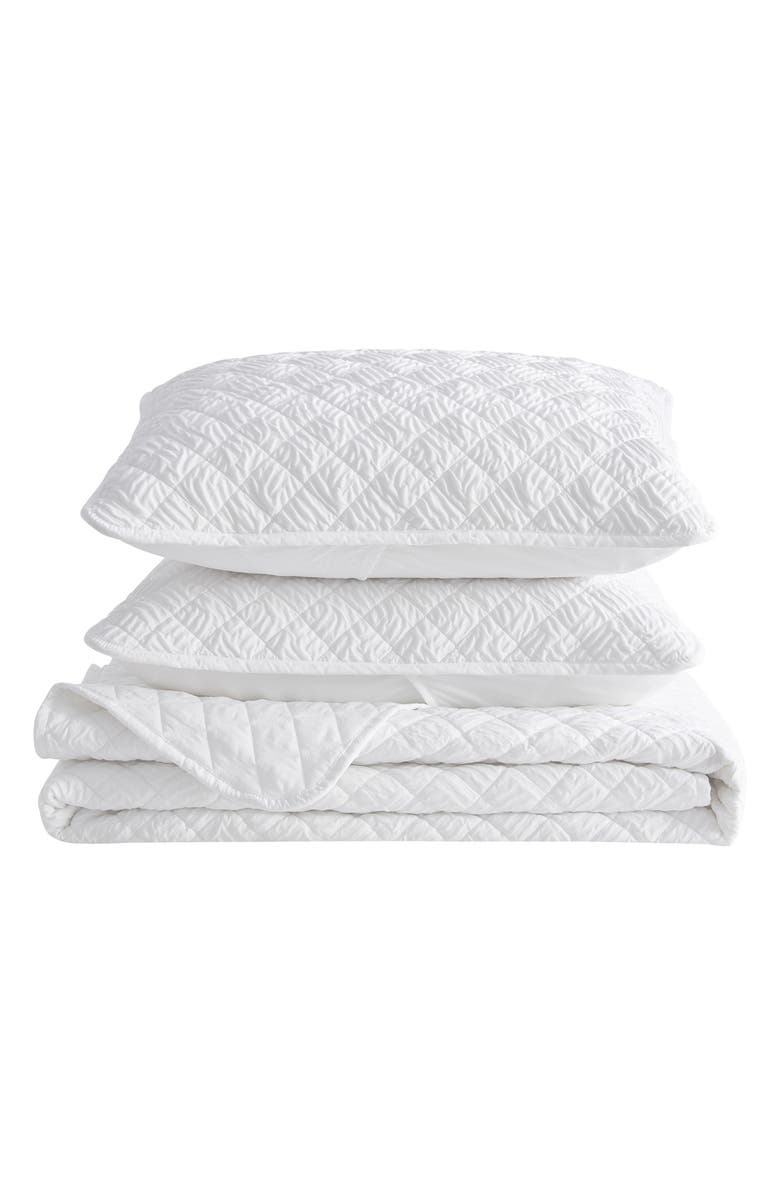 Woven & Weft Diamond Embossed Quilt Set, Main, color, White