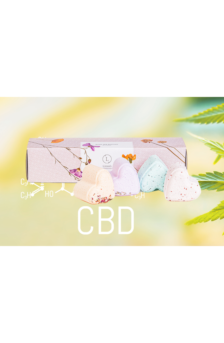 Lizush Heart Bath Bombs with CBD -  5 Hearts Shaped with CBD - in a Gift Box, Main, color, Multi