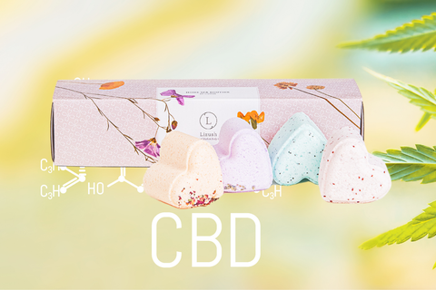 Heart Bath Bombs with CBD -  5 Hearts Shaped with CBD - in a Gift Box (THC free)