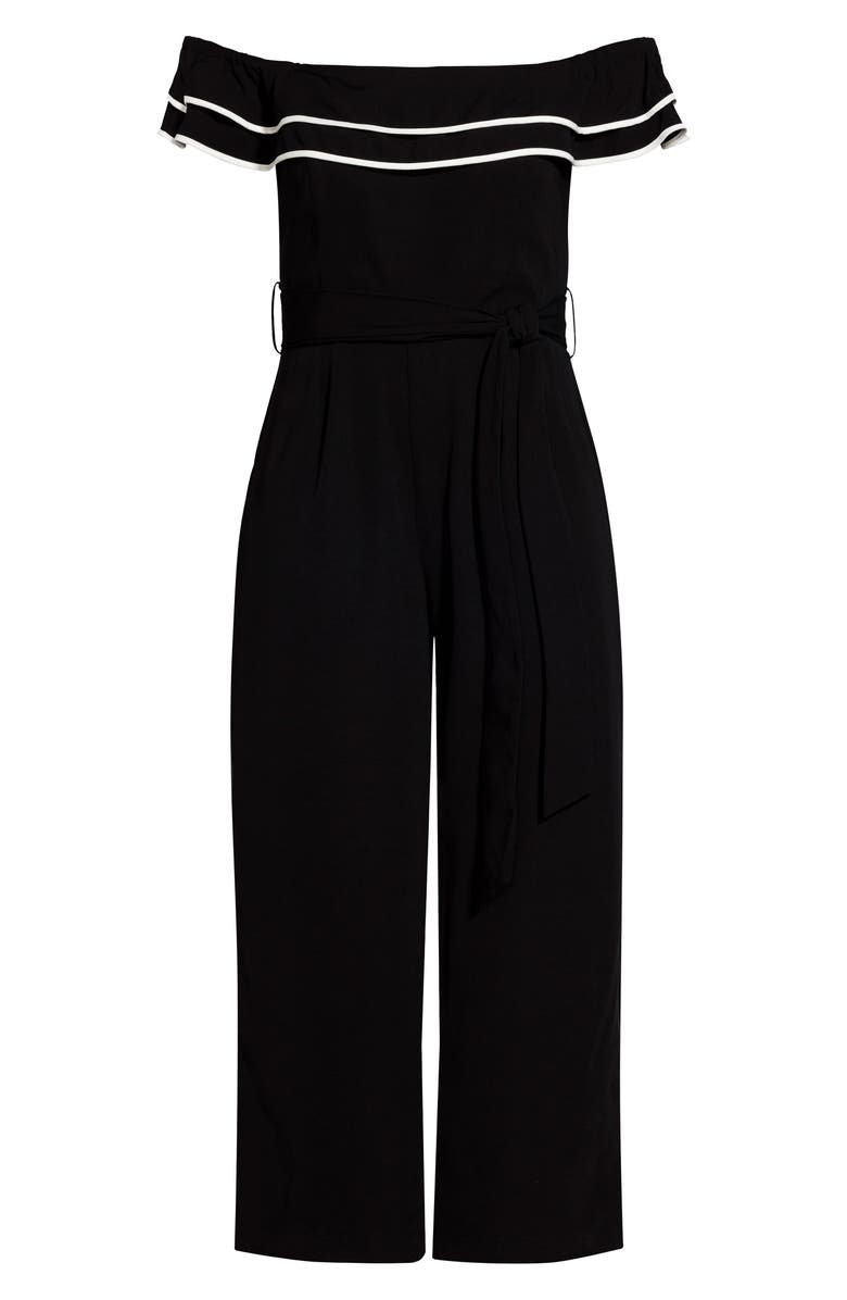 City Chic Demure Off the Shoulder Jumpsuit, Alternate, color,