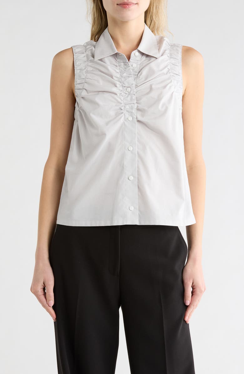 rag & bone Georgina Ruched Button-Up Shirt, Main, color, Light Grey