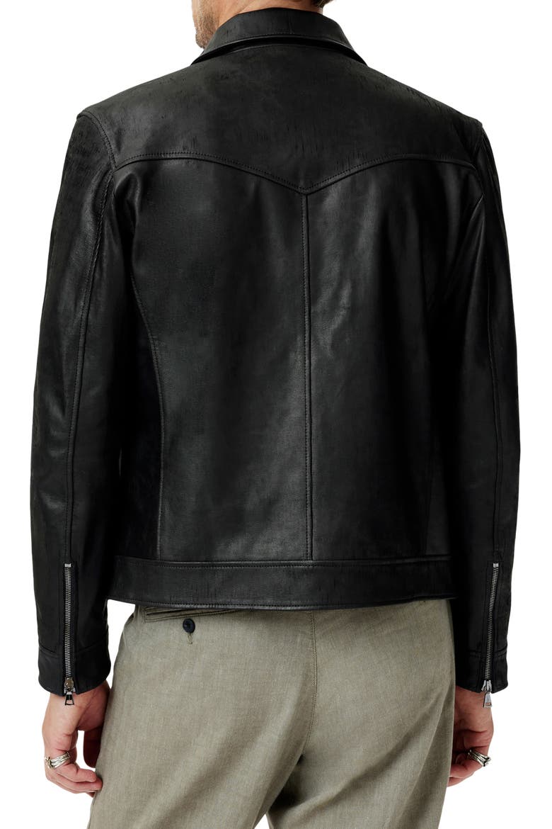 West Sheepskin Leather Zip-Up Moto Jacket, Alternate, color, BLACK