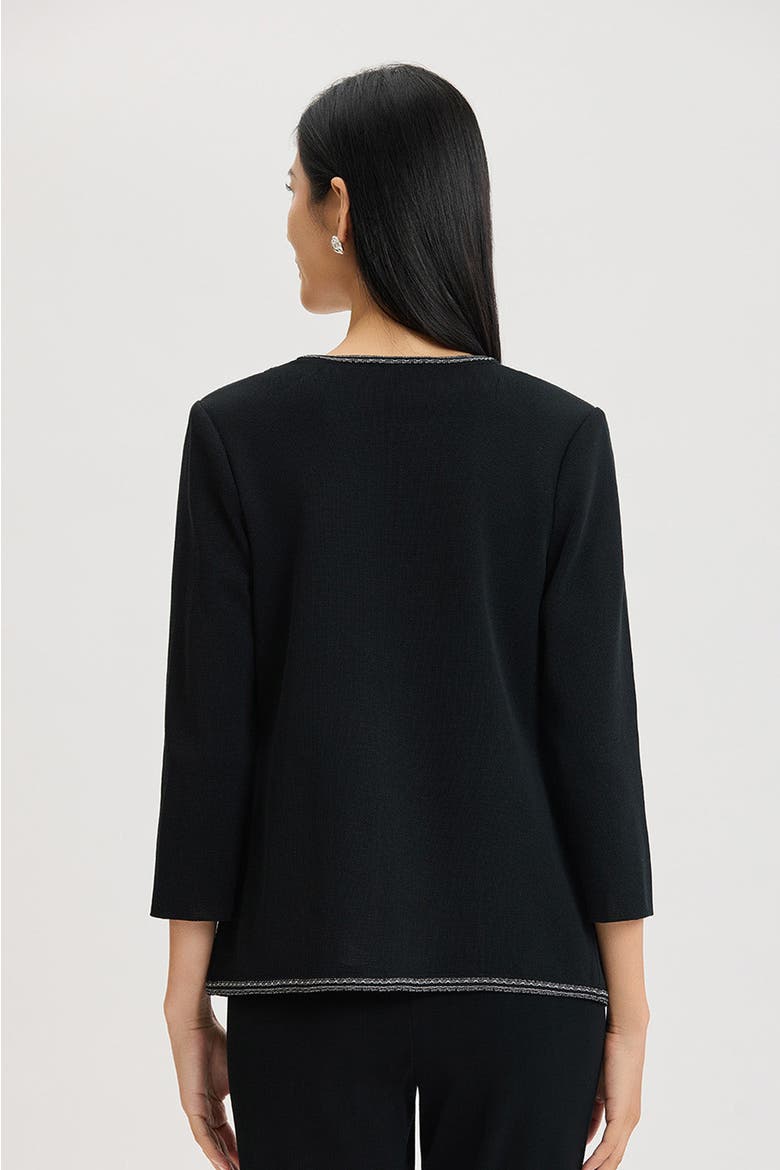 Heritage Grid Trim Knit Jacket, Alternate, color, Black/Ivory