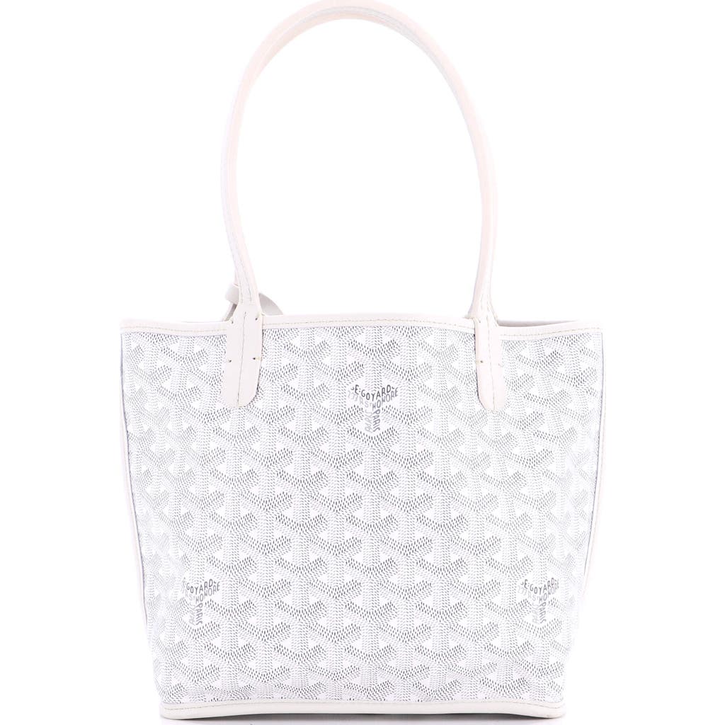 Pre-owned Goyard Goyard Anjou Reversible Tote Coated Canvas Mini In White