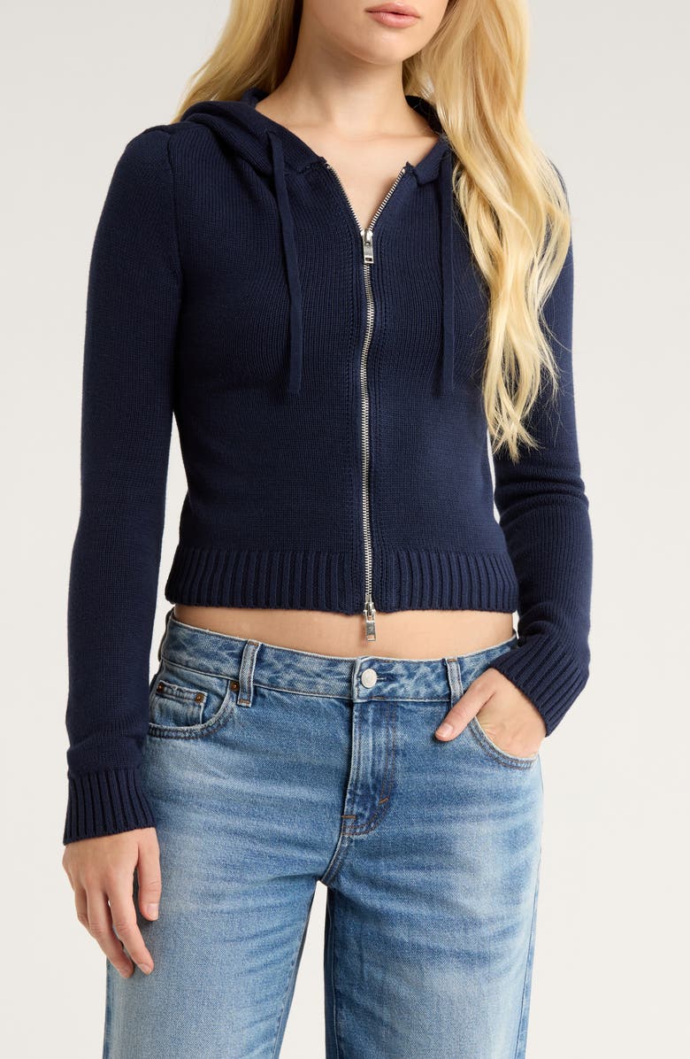 PacSun Skylar Front Zip Sweater Hoodie, Main, color, Navy