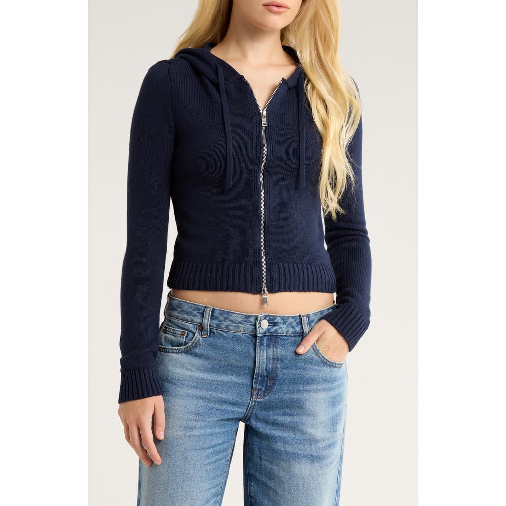 Pacsun Skylar Front Zip Sweater Hoodie In Blue