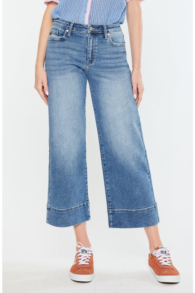 Kells High Rise Crop Wide Leg Jeans, Main, color, Medium Wash