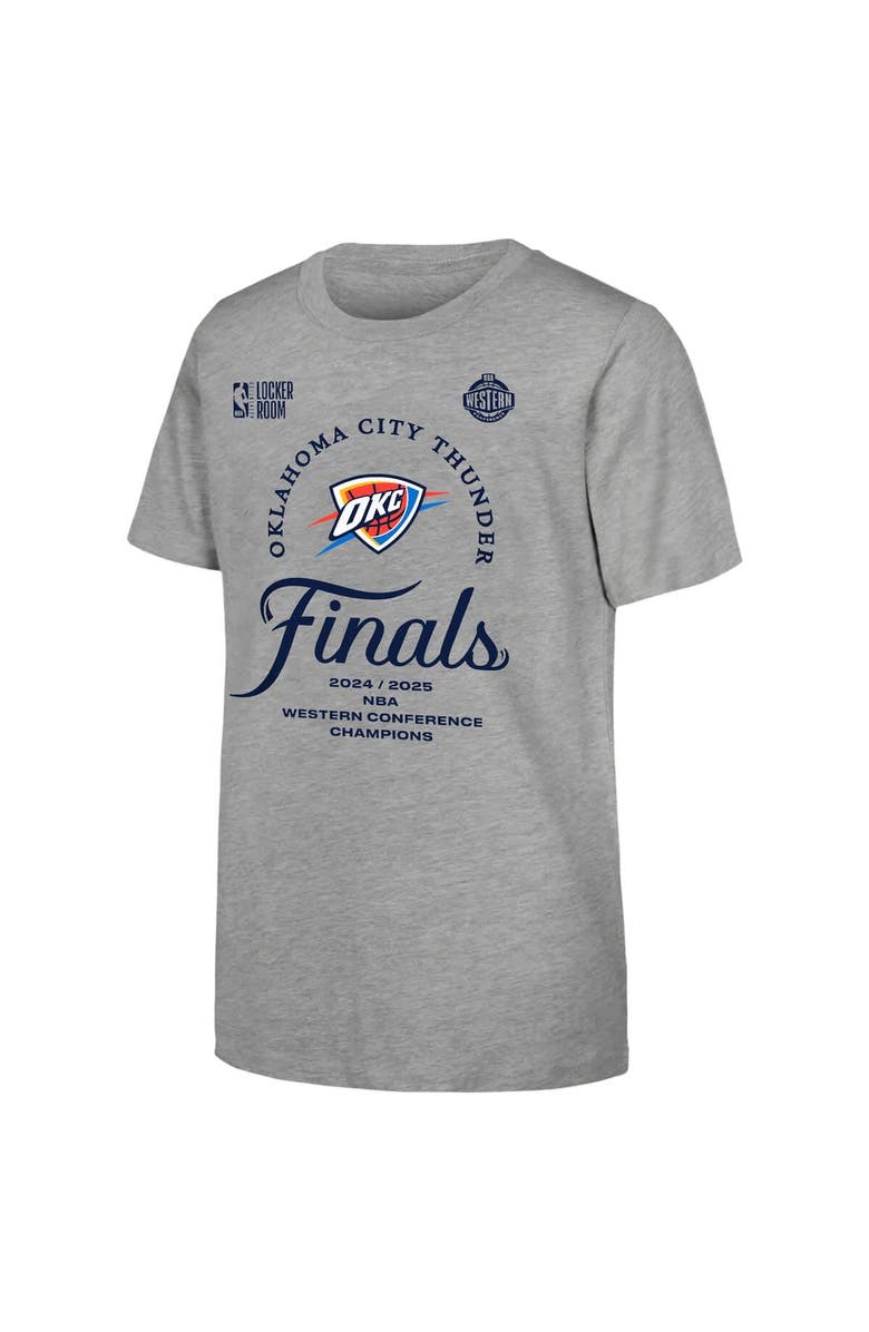 Outerstuff Youth  Gray Oklahoma City Thunder 2025 Western Conference Champions Locker Room T-Shirt, Alternate, color, 