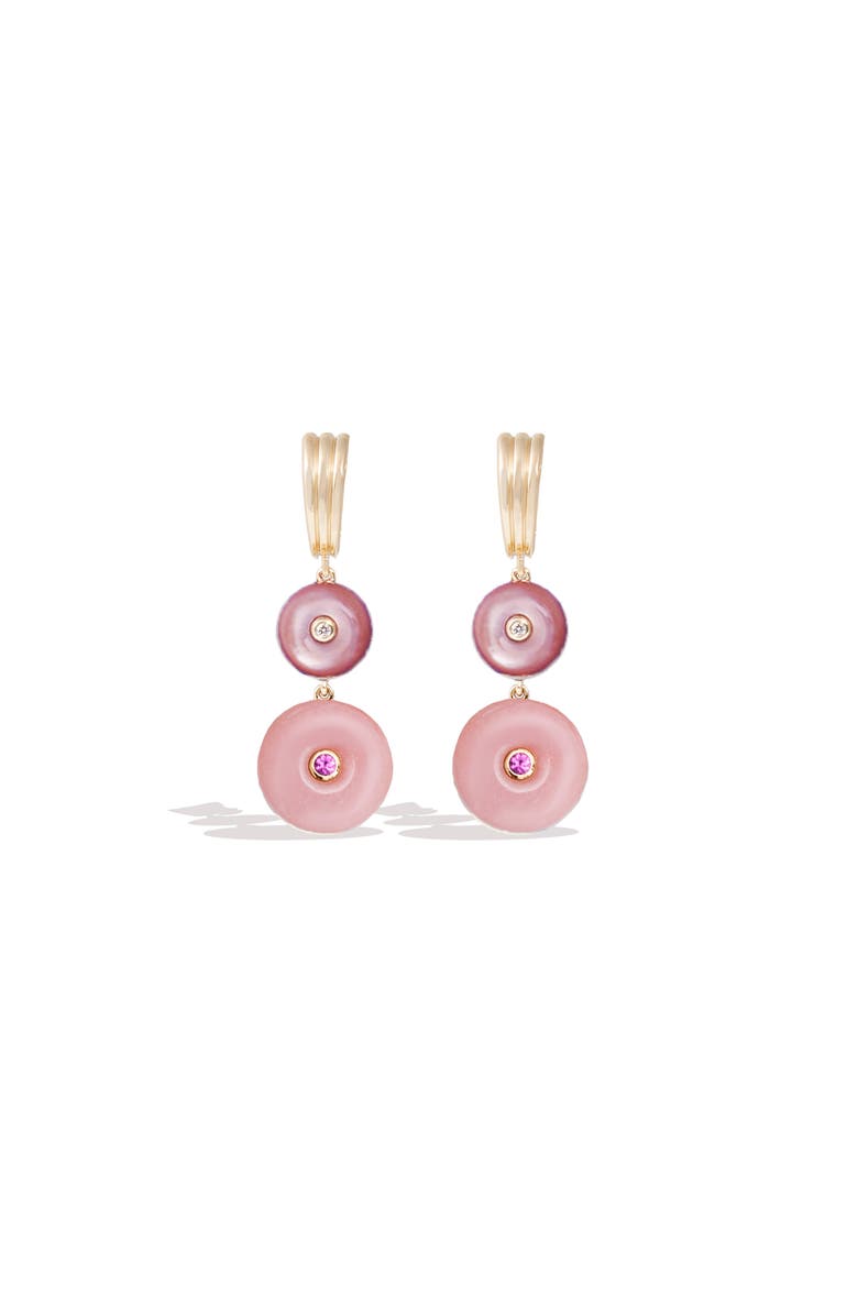 Campbell + Charlotte Evolve Stone Inlay Chandelier Earring, Main, color, Pink- Gold