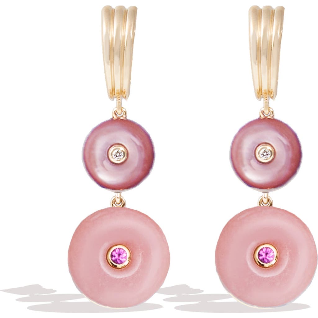 Campbell + Charlotte Evolve Stone Inlay Chandelier Earring In Pink