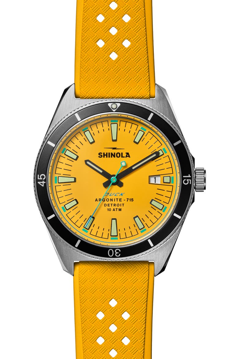 Duck 1040 Rubber Strap Watch, 40mm, Main, color, CANARY