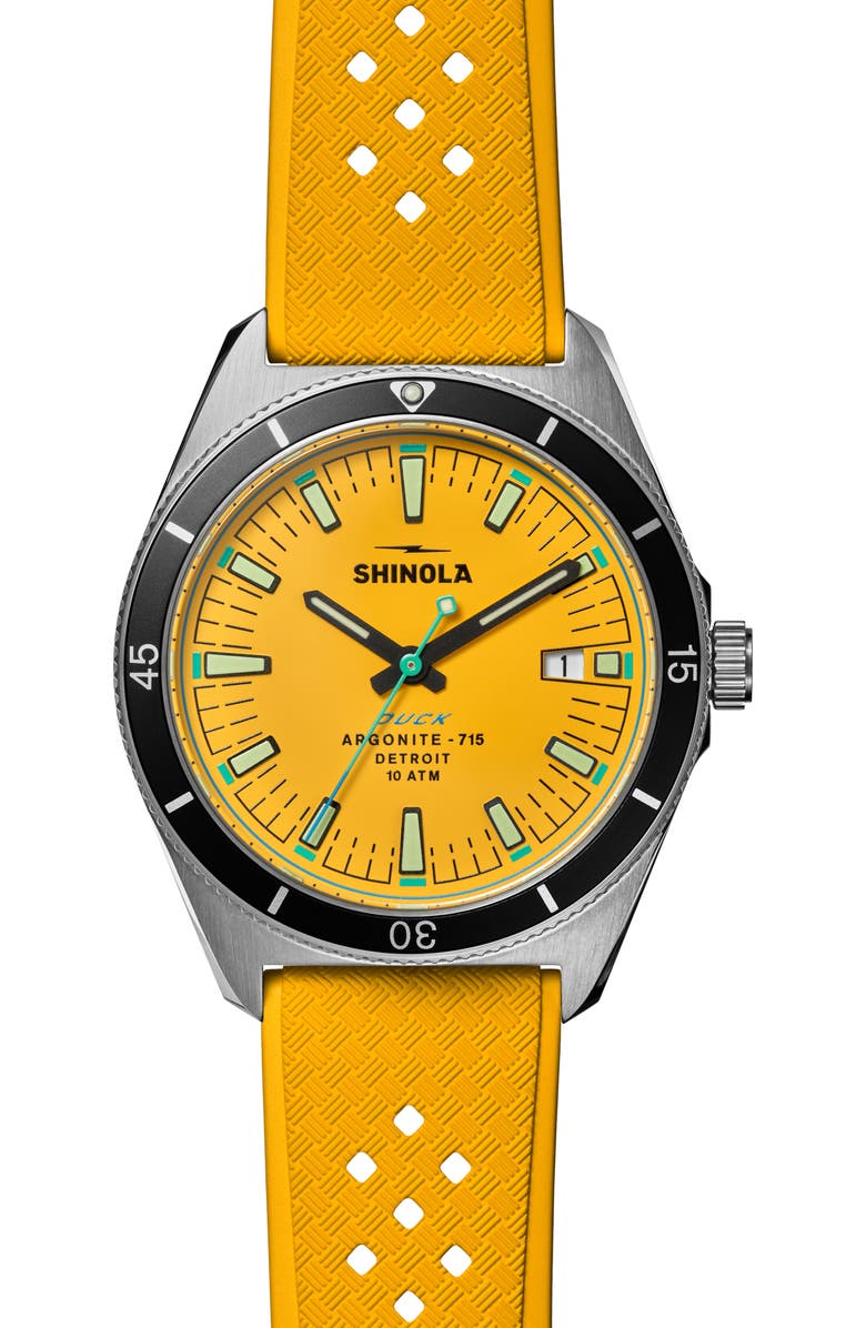 Shinola Duck 1040 Rubber Strap Watch, 40mm, Main, color, 