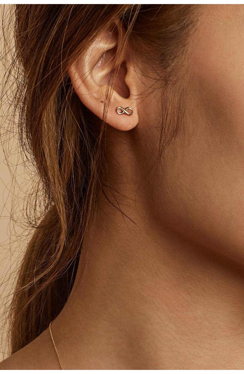 Oradina 14K Yellow Gold Forever Yours Studs, Alternate, color, Yellow Gold