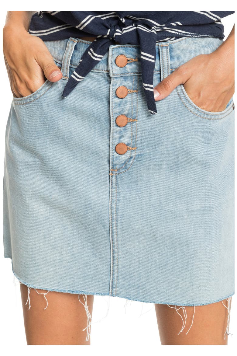 Surfing Girl Power High Waist Denim Skirt, Alternate, color, LIGHT BLUE