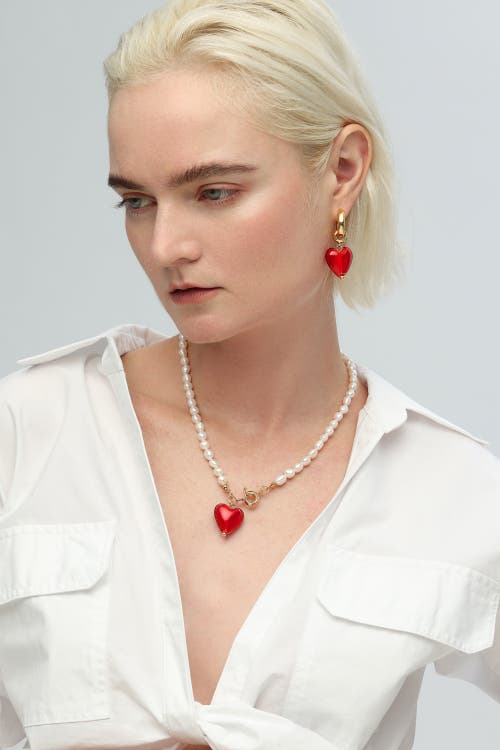 Classicharms Women's Esmée Red Glaze Heart Dangle Earrings In Red