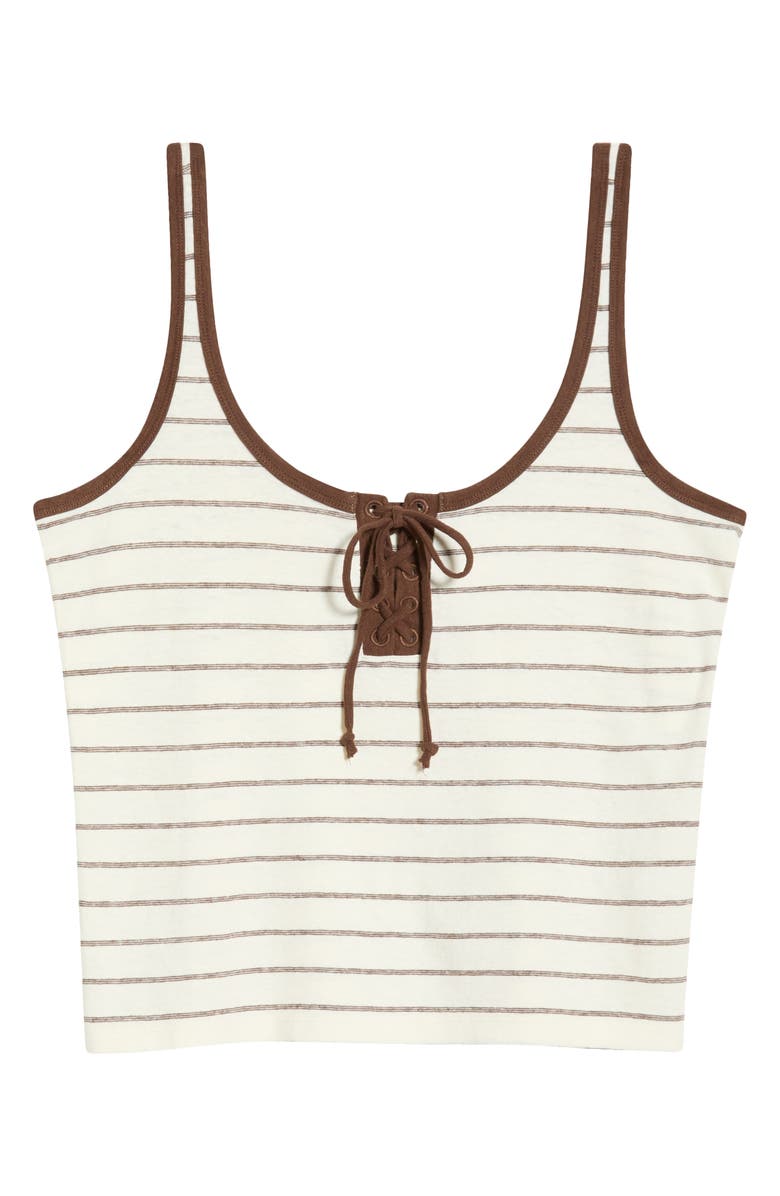 Marine Layer Laci Stripe Hemp & Cotton Tank, Main, color, Chocolate/ White Stripe