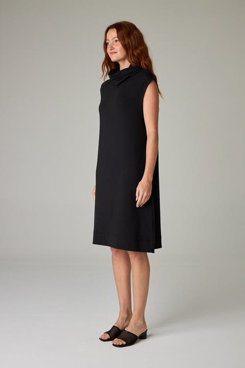 Eavolu Kakadu Eco-luxe Rib Sleeveless Funnel Neck Tunic/dress In Black