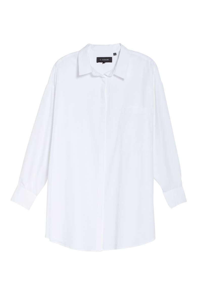 Maeve Oversize Button-Up Poplin Shirt, Alternate, color, BRIGHT WHITE