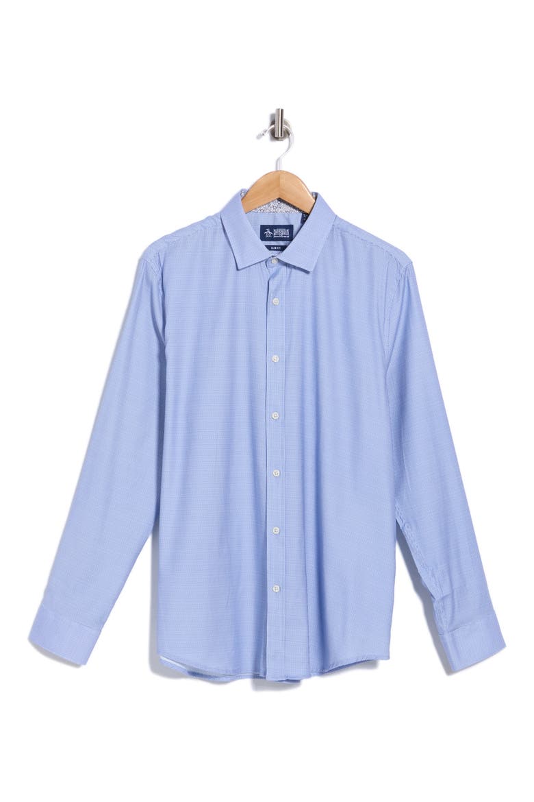 Textured Pique Print Shirt, Main, color, BLUE