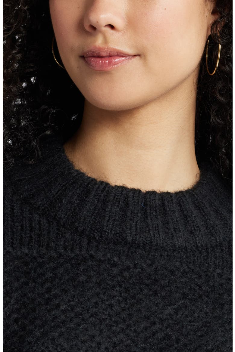 Textured Relaxed Sweater, Alternate, color, BLACK