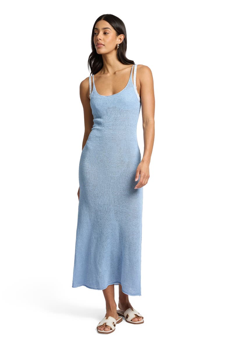 Onia Textured Linen Sweater Scoop Maxi Dress, Main, color, Sky