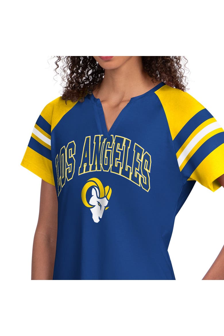 Women's Starter  Royal Los Angeles Rams Game On Notch Neck Raglan T-Shirt, Alternate, color, Royal