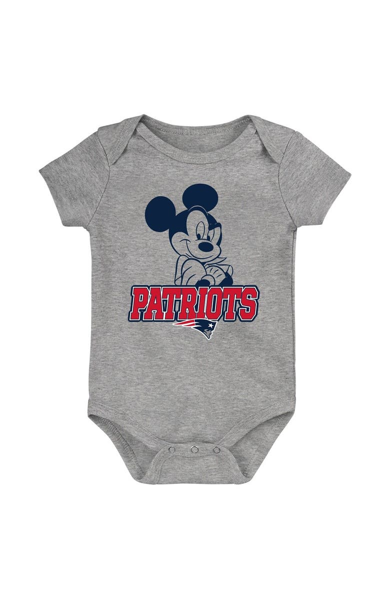 Outerstuff Newborn & Infant Navy/Red/Gray New England Patriots Three-Piece Disney Game Time Bodysuit Set, Alternate, color,