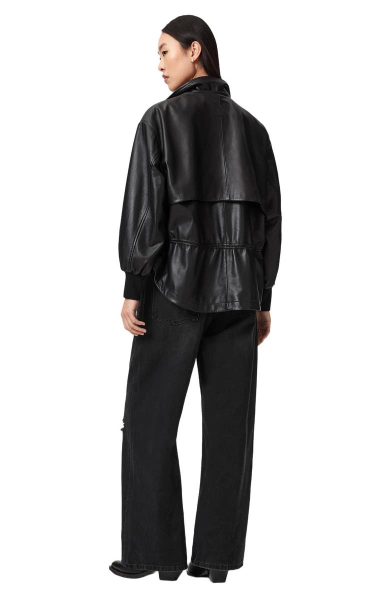 AllSaints Aki Crossover Ripped Wide Leg Jeans, Alternate, color, Destroy Black