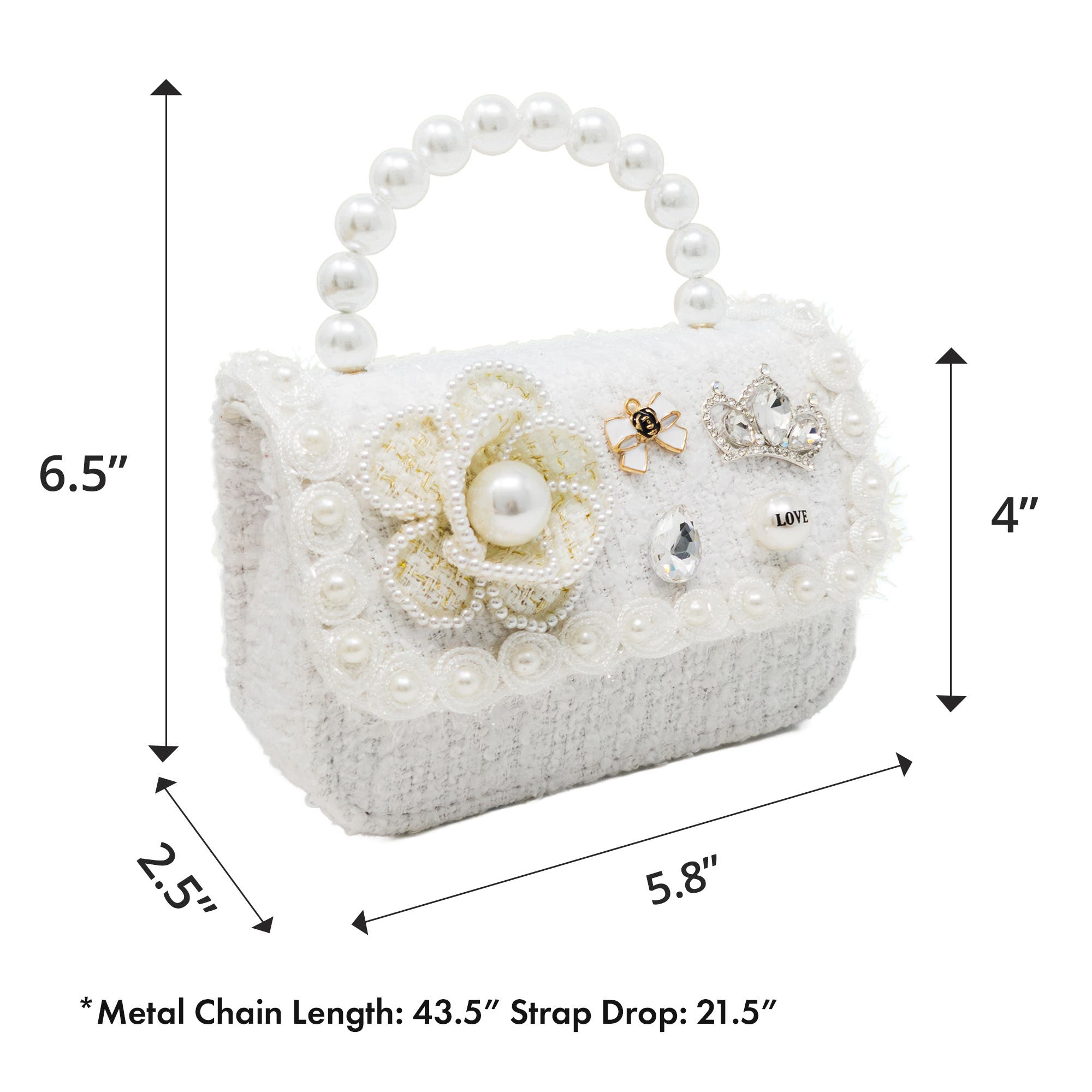 Puttisu Royal Camellia Pearl Tweed Handbag, Alternate, color, Ivory Pearl