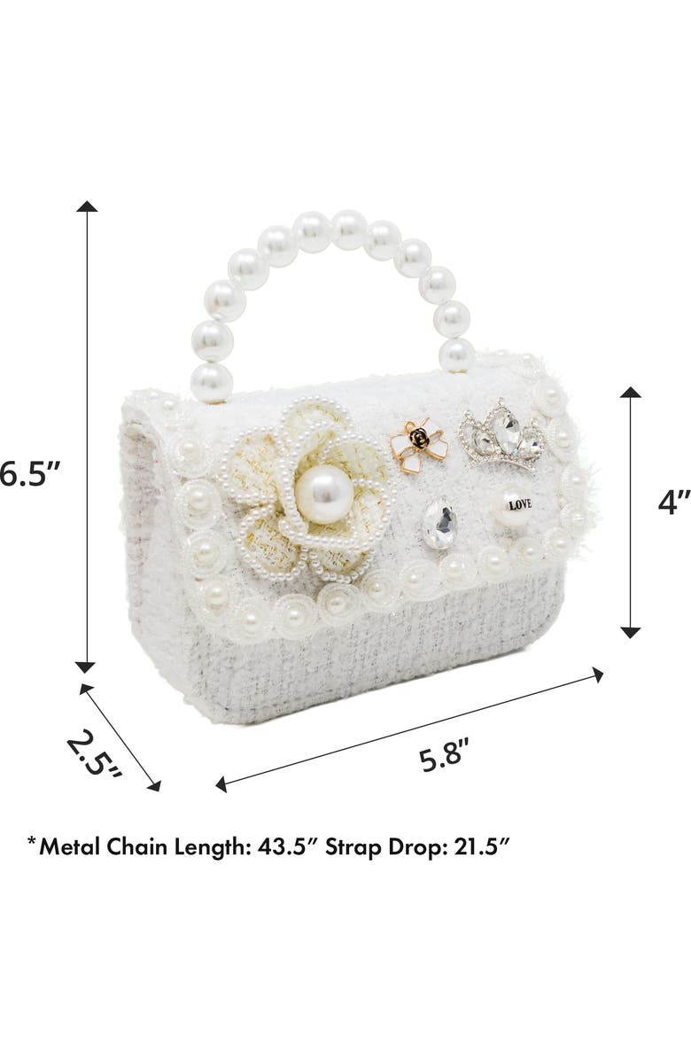 Puttisu Royal Camellia Pearl Tweed Handbag, Alternate, color, Ivory Pearl