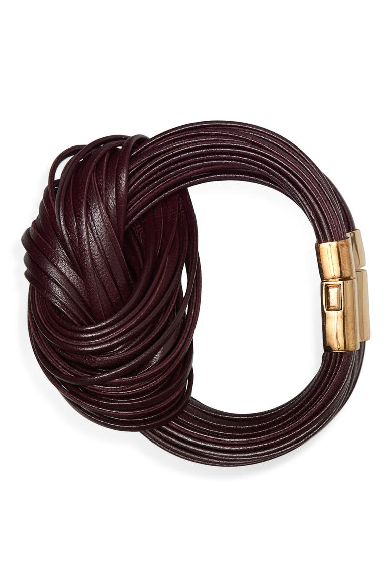 Knotted Leather Bracelet, Alternate, color, 2241 DARK BAROLO